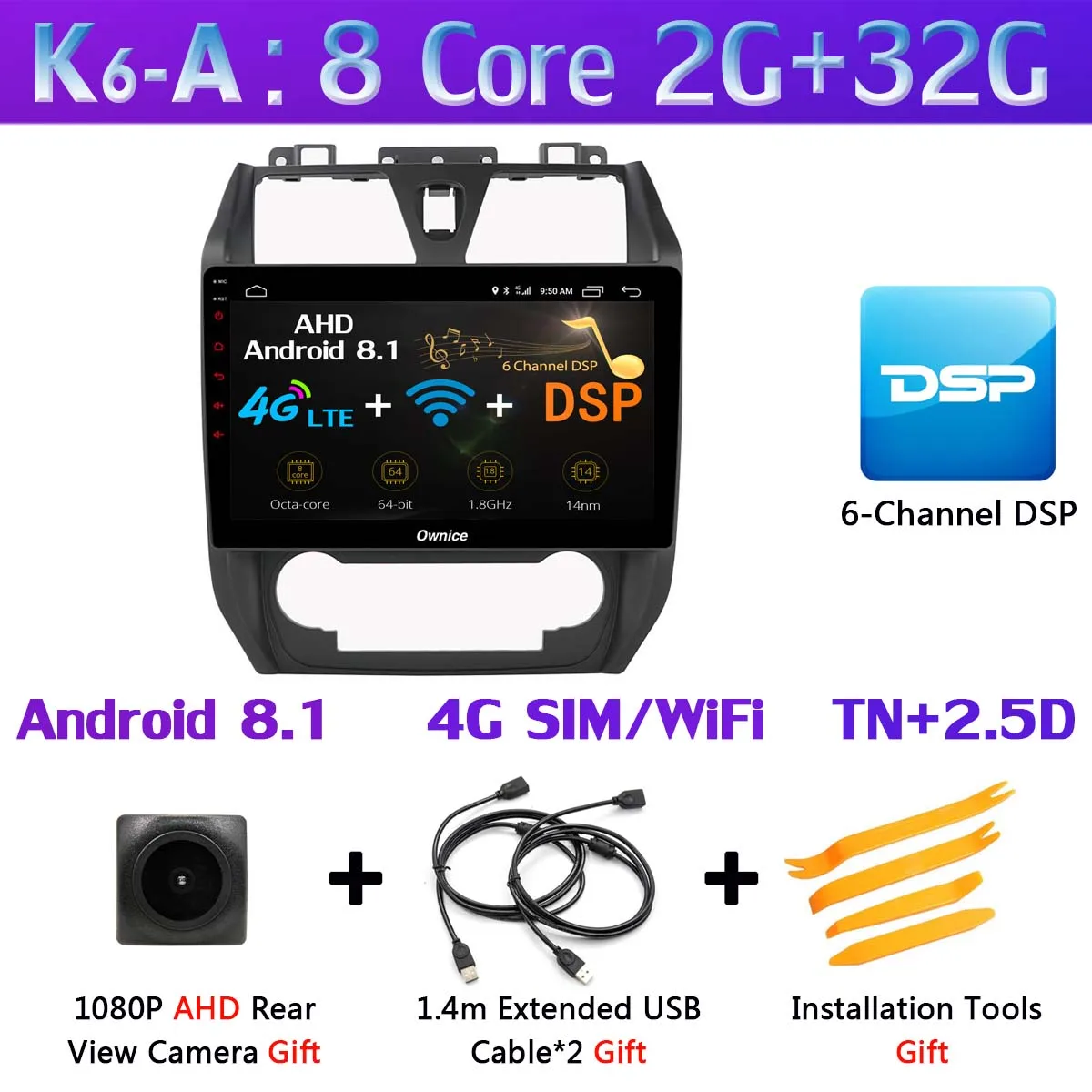 K6-A 360 ° панорамный Android 9,0 4+ 64G Автомобильный мультимедийный плеер CarPlay DSP gps радио для Geely Emgrand EC7 EC715 EC7-RV EC718 2012 - Цвет: K6-A