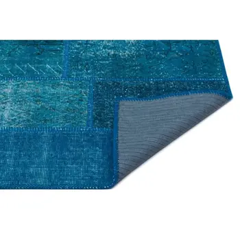 

Handmade Turquoise Vintage Overdyed Patchwork Area Rug 080x150 Cm-2'7''X4'11''