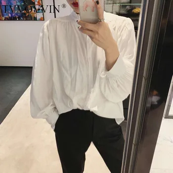 

TVVOVVIN 2020 Women's New Temperament Stand Collar Palace Style Casual White Shirt Female Korean Version Of Long Sleeves A736