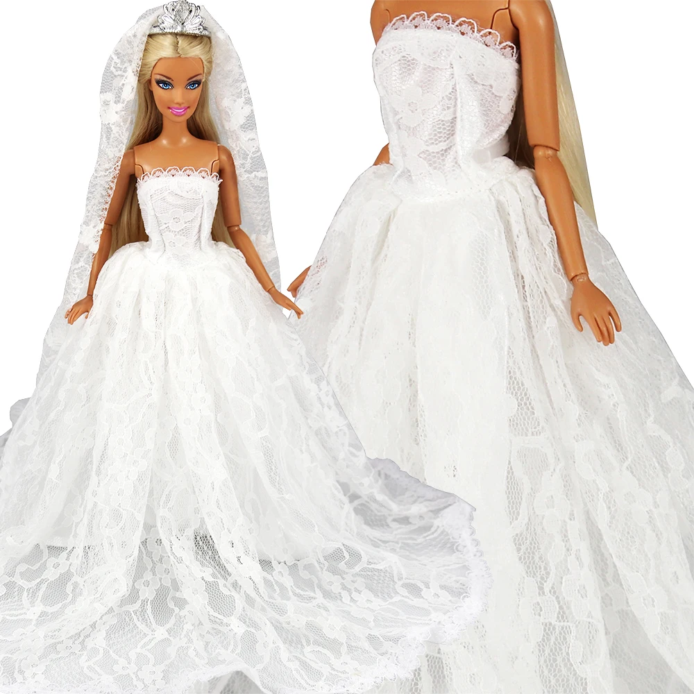 For Barbie doll clothes Accessories White half-pack wedding dress 30 cm doll 
