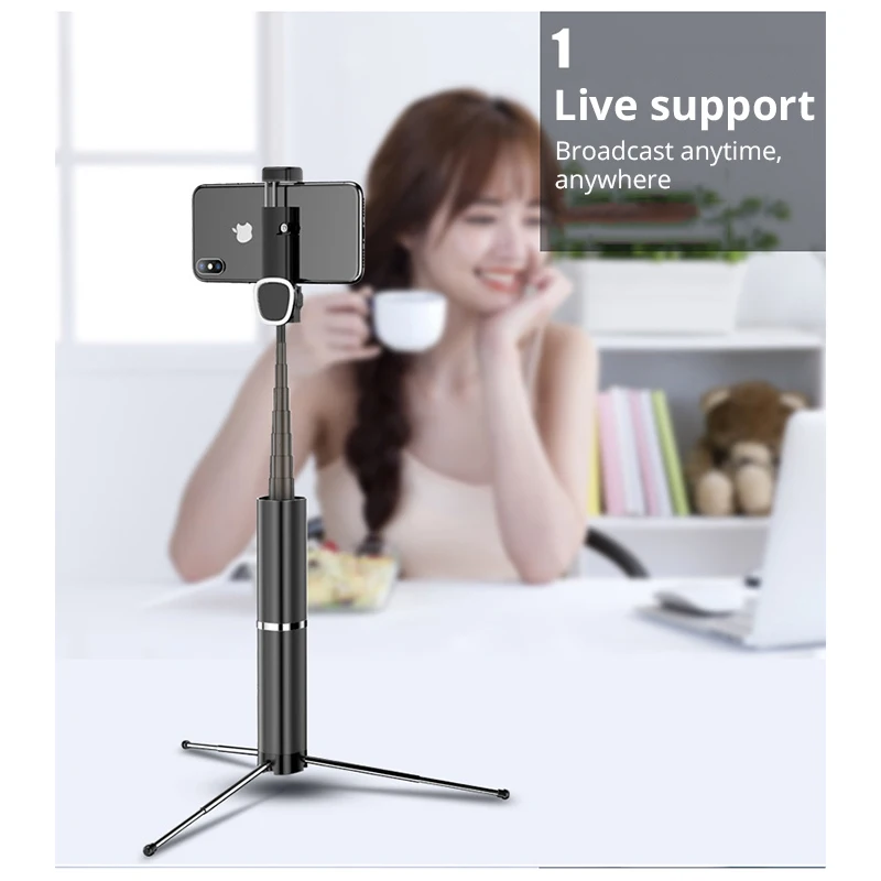

New Fashion Portable Selfie Stick Tripod Bluetooth Rechargeable Remote Hidden Phone Bracket Self-timer Lever Holder For Phone