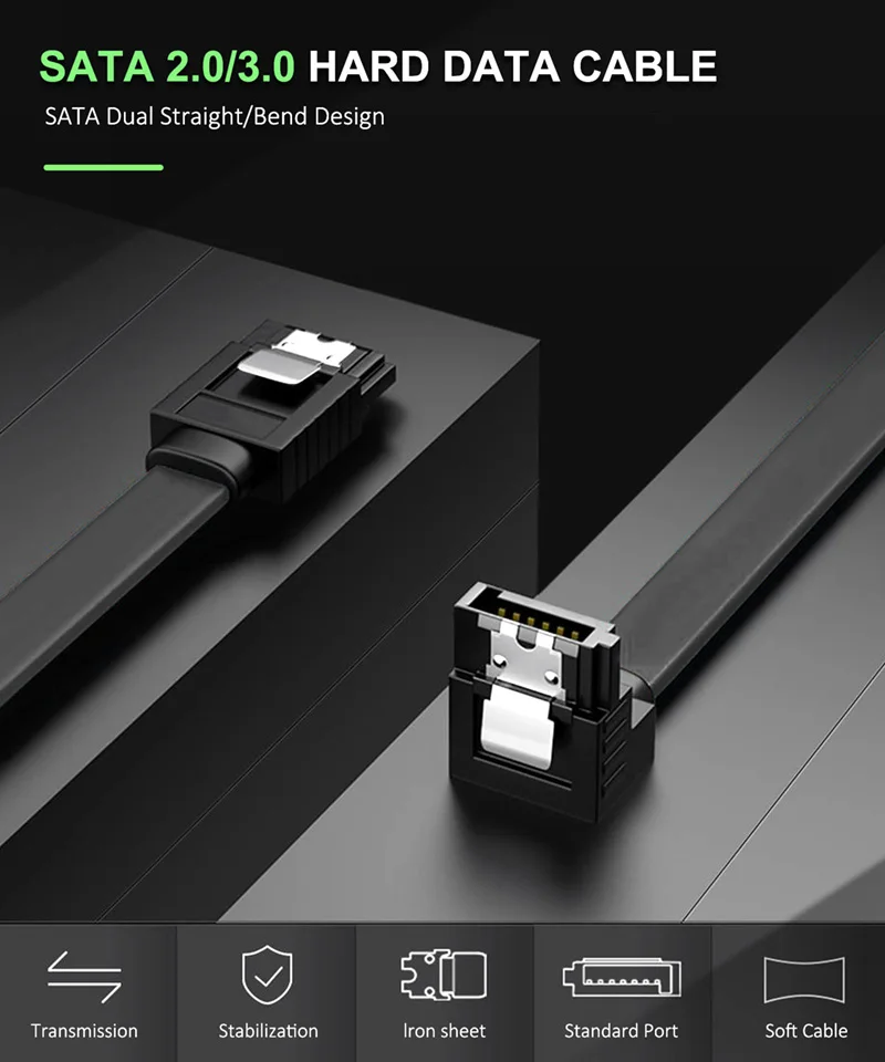 Cabletime 6Gbps SATA3.0 180 Angle HDD / SSD Data cable With Locking Latch Female to Female SATA2.0 30cm Cable 30cm C1