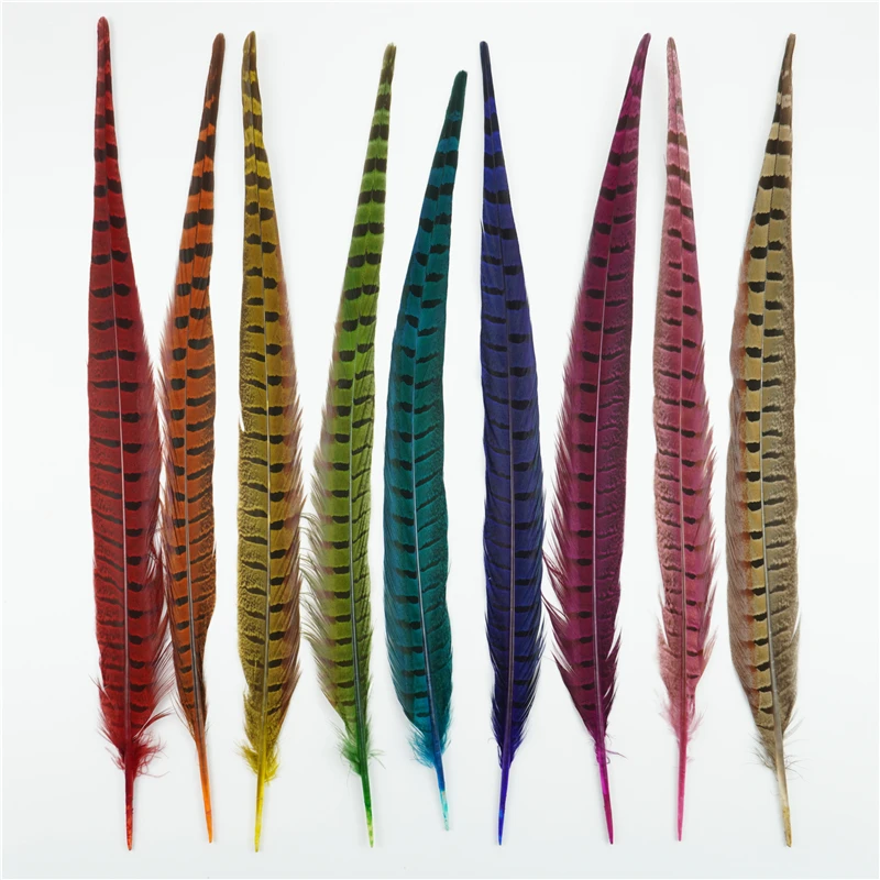 キジの羽,40〜45cmの手作りの羽,装飾的な弓,カーニバルの