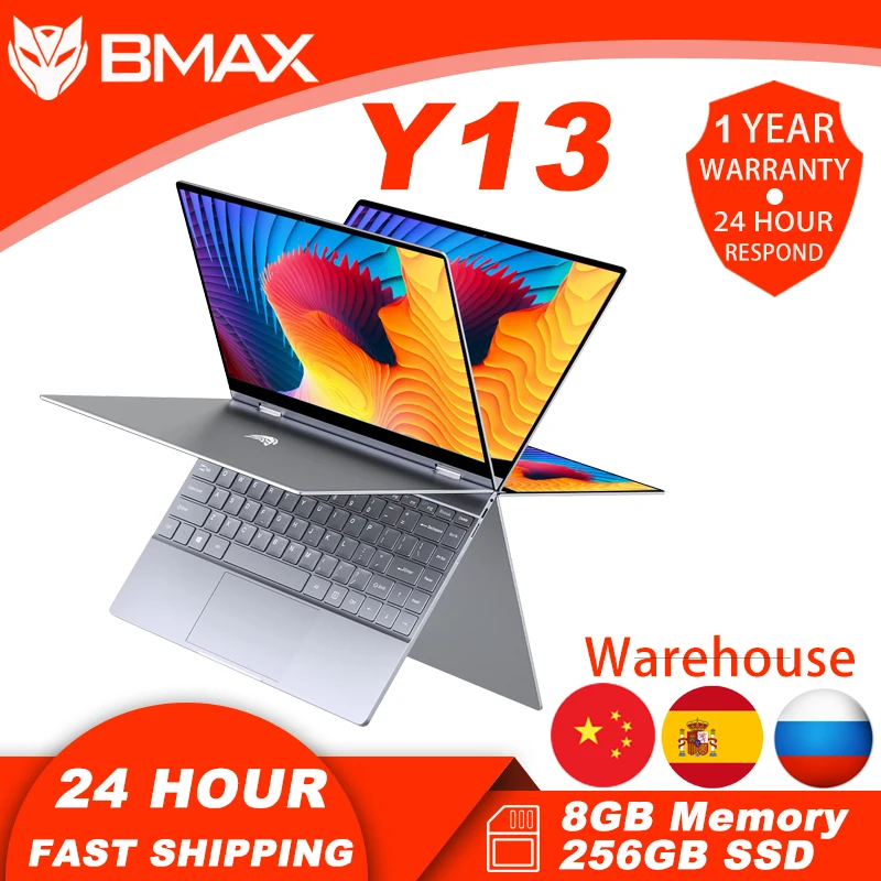 BMAX Y13 Notebook Computer 13.3 Inch 8GB RAM 256GB SSD Intel N4120 Laptops Window 10 1920×1020 Display with Blutooth Wifi
