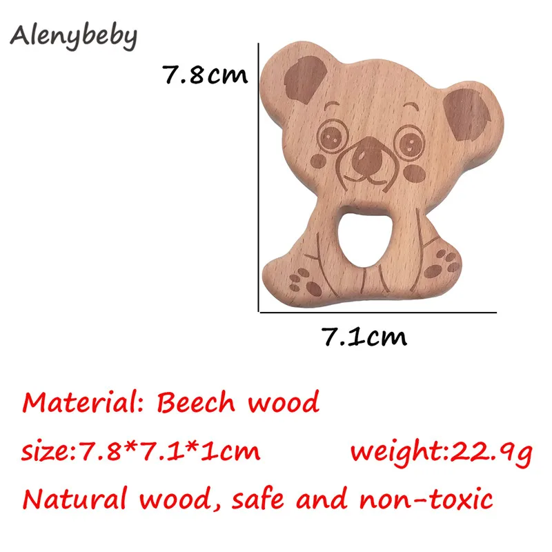 Koala-50pcs 50pcs DIY Baby Teether Toys Organic Natural Beech Wooden Hand Cut Toy Baby Wooden Teether Gift Wooden Personalized Pendent - Цвет: Koala-50pcs