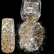 Разные размеры DIY блестящие ногти для ногтей Блестящий Порошок Абалон блестки шампанское порошок золотого блеска смешанный золотой пыль