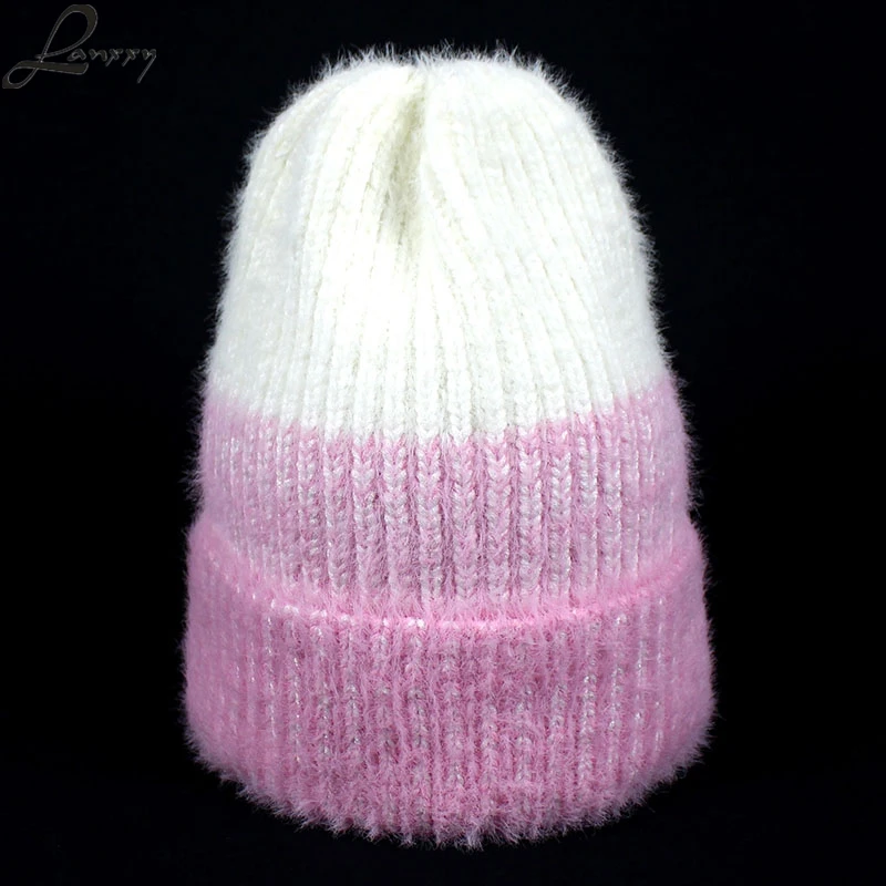Lanxxy, двухцветные модные шапки-бини, женская зимняя шапка, теплая шапка, Вязаная Шерстяная Шапка-бини