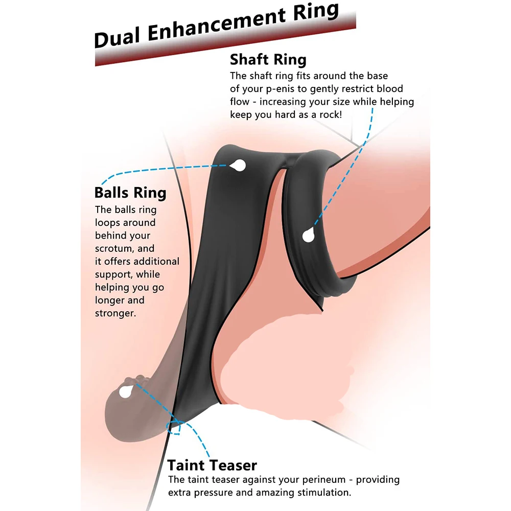 Silicone Cock Dual Ring With Taint Teaser Premium Stretchy Longer Harder Stronger Erection Enhance For Male And Couples Play Home Use Beauty Devices Aliexpress