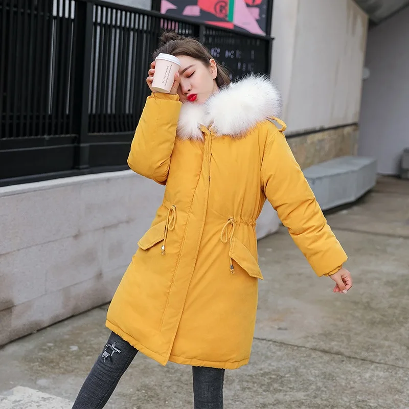 

2019 Autumn And Winter New Style Fashion Korean-style WOMEN'S Wear Peach Skin Mid-length Loose-Fit Cotton-padded Clothes down Co