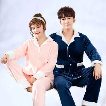 

Flannel Pajama Ladies Winter Couple Set With Extra Thickness And Flannel Coral Flannel Men's Home Wear In Large Size