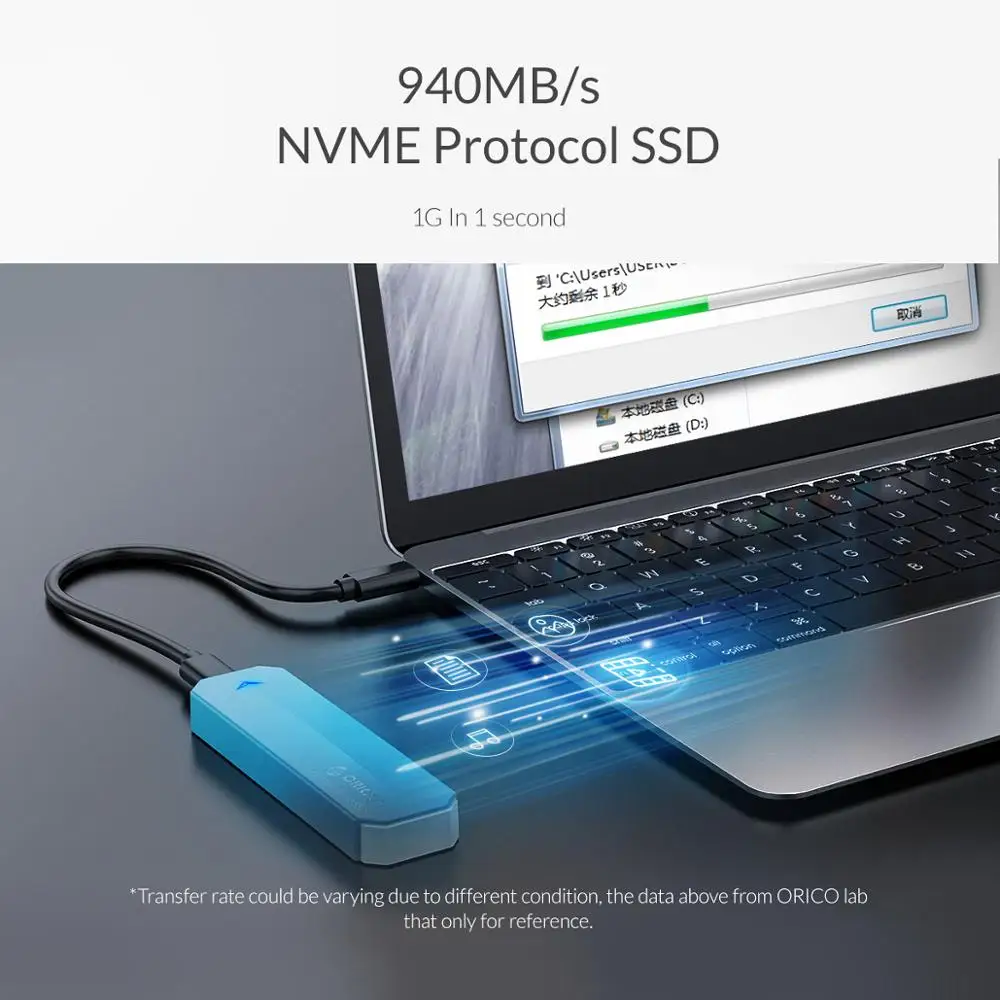 ORICO M2 NVME внешний SSD жесткий диск Портативный SSD 1 ТБ 128GB 256GB 512GB M.2 Накопитель SSD с протоколом NVME твердотельный накопитель с USB 3,1 type C