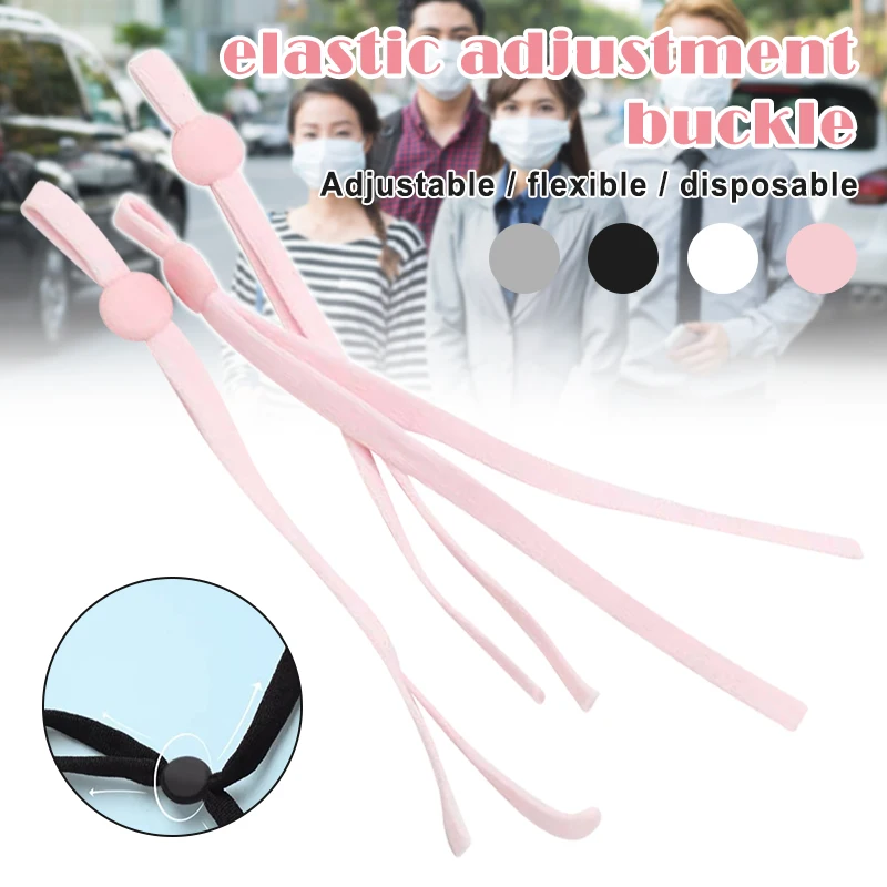 

50/100pcs Face Cover Rope DIY Elastic Band Ear Rope Knitting Band with Adjustable Button Sewing Crafting Mask Rubber TC21