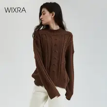 Wixra, новинка, массивный женский свитер, Осень-зима, однотонный базовый вязаный пуловер, Женский Повседневный джемпер с высоким воротом, женские топы