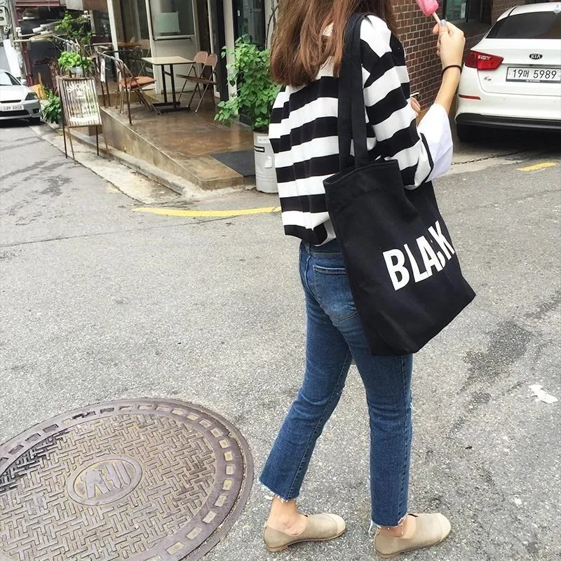 

Large Handheld Bag Large Capacity Shopping Bag Students Korean-style Books Cloth Bag Environmentally Friendly Canvas Bag Women's