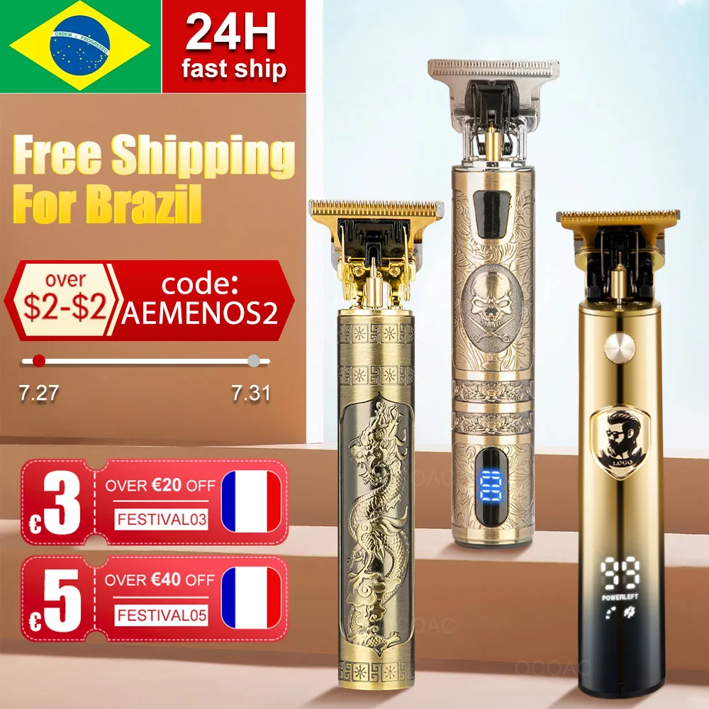 LCD Hair Clippers Professional Hair Cutting Machine Hair Beard Trimmer For Men Barber Shop Electric Shaving T-Outliner Men
