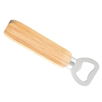 

Unique Opener Rubber Wood Handle Stainless Steel Handheld Beer Drink Juice Cap Remover Bottle Cover Home Bar Kitchen Accessories