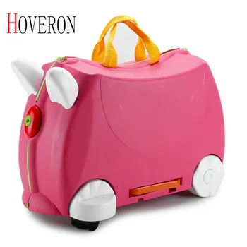 

Fashion Travel Luggage Stroller Multicolor Animal Modeling Suitcases Children Hard Case Suitcase White Green Child Storage Box