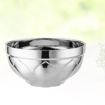 

1 Pc Lotus Rice Bowl Double Layer Stainless Steel Insulation Kitchen Tool Soup Bowl for Home Hotel Bar