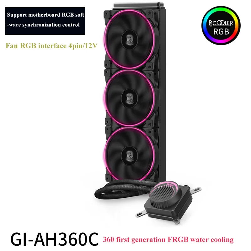 Pccooler PC Case Water Cooling Computer CPU Fan Integrated Water Cooler Cooler For LGA 775/115x/1366/2011/AMD/AM3/AM4 - Цвет лезвия: 12V4PIN RGB