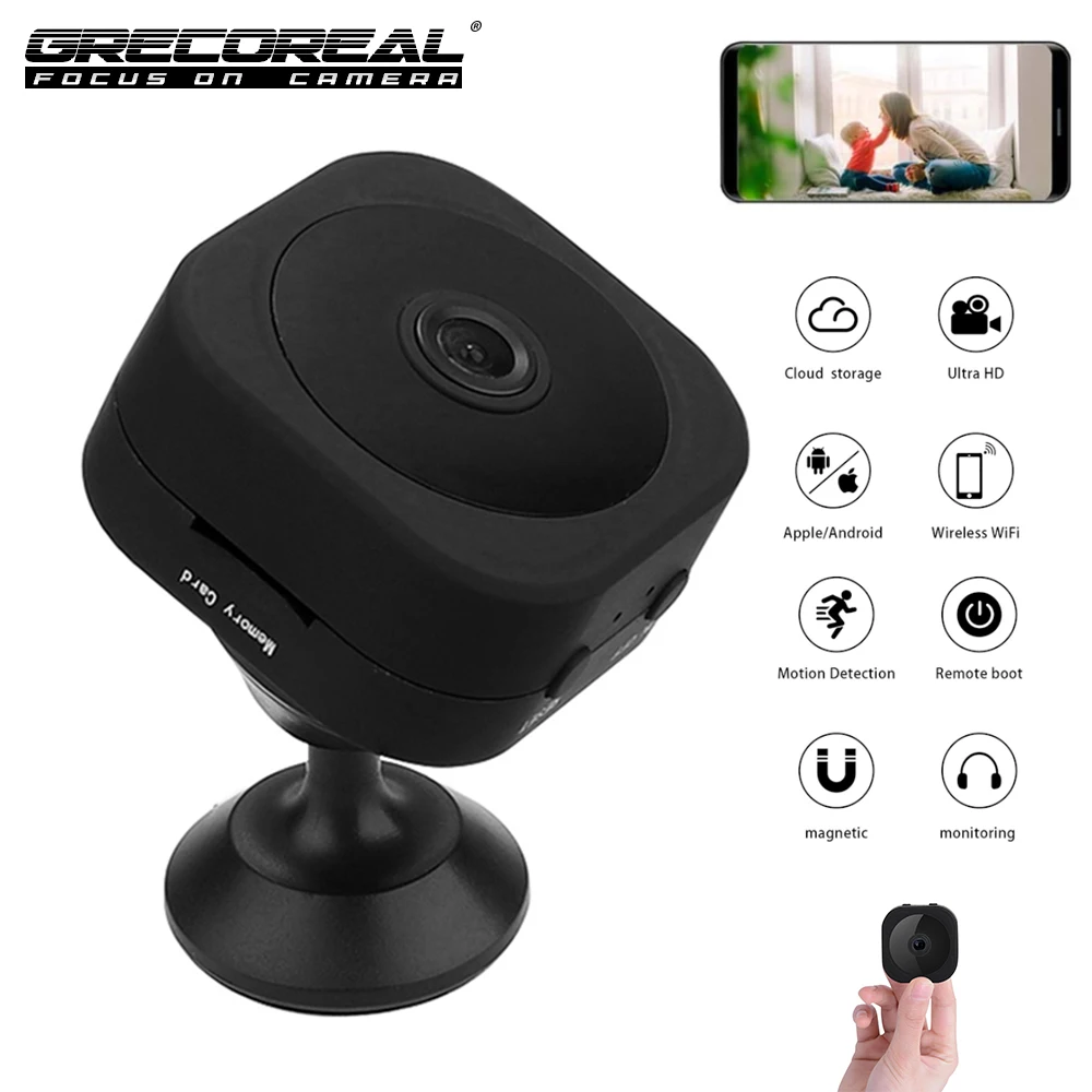 

GRECOREAL A12 IP Camera Wifi Home Small 1080P HD Wireless Remote Control Cloud Storage Indoor CCTV Surveillance Night Vision Cam