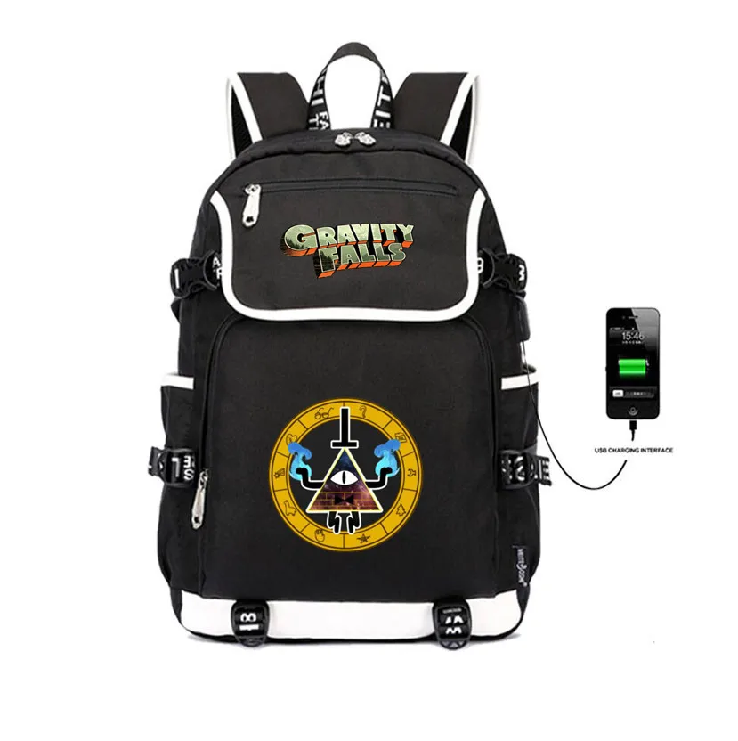 Рюкзак Gravity Фолс, школьная сумка, usb зарядка, рюкзак, студенческий школьный ноутбук, Подростковая дорожная сумка, женская и мужская упаковка