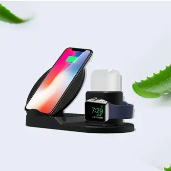 

3-in-1 Mobile Phone Watch Headphone Chargers Wireless Quick Charge Automatic Power Off Adapter Charging Pad Power Bank For iPhon