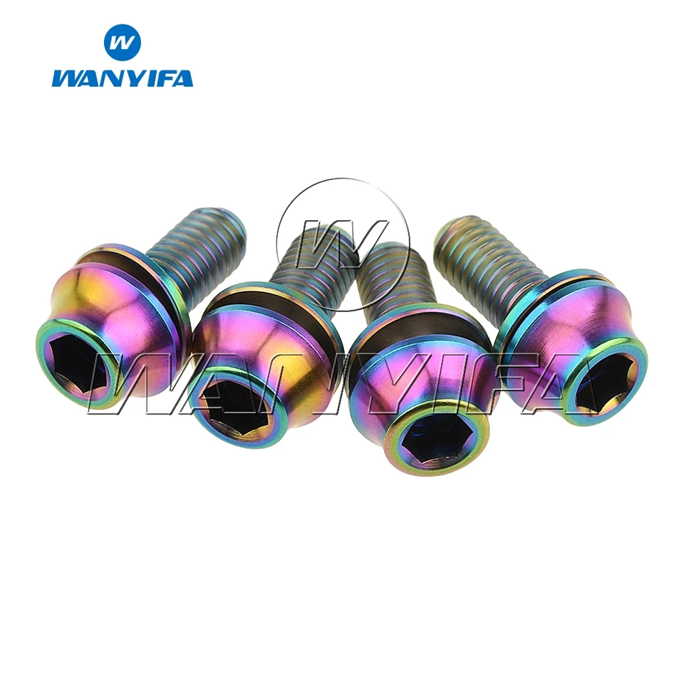 Wanyifa Titanium M5x12mm With Washers Bicycle Water Bottle Cage Hex