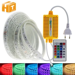 220V RGB LED Strip SMD5050 with IR Remote Controller IP67 Waterproof Outdoor Use Flexible LED Light Strip RGB 1m - 15m Set