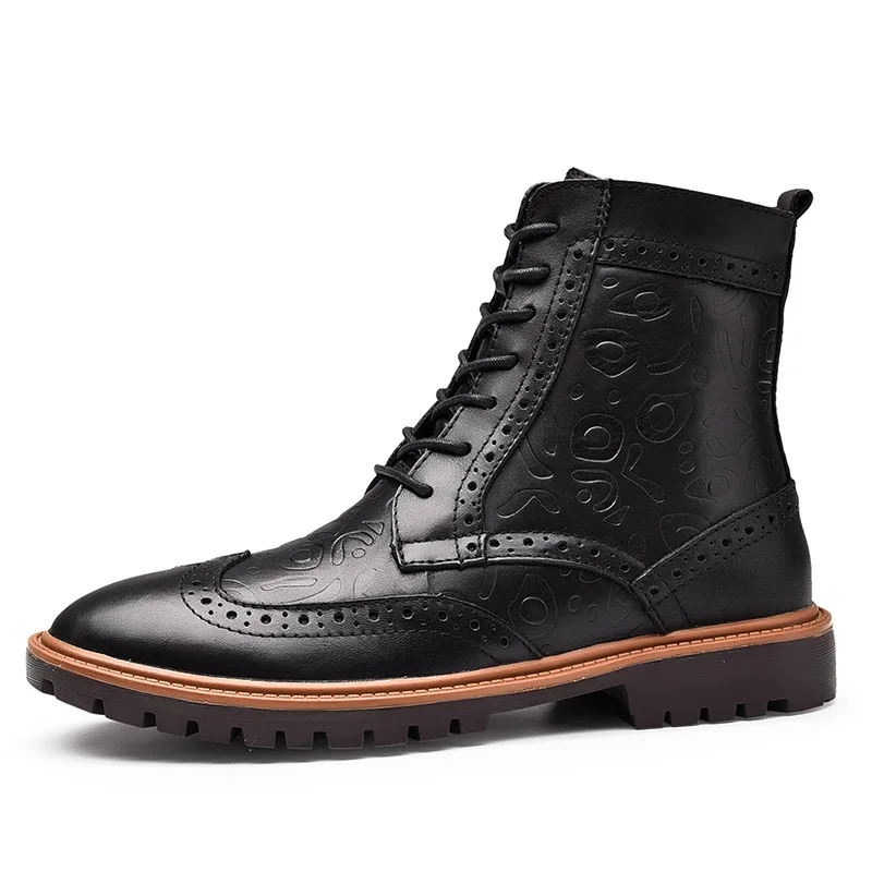 

Autumn And Winter New Style Martin Boots Men Full-grain Leather Hight-top Leather Boot Outdoor Casual plus Velvet Boots Large Si