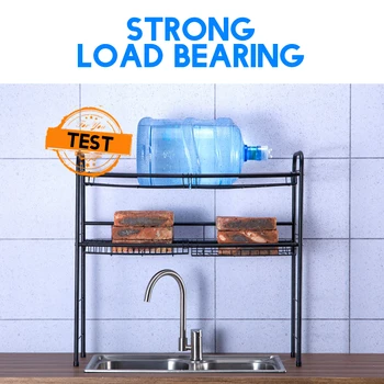 

New Black 4 Size 304 Stainless Steel Sink Drain Rack Kitchen Shelf 2-Layer Floor Sink Plate Rack Dish Rack Kitchen Storage Rack