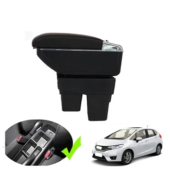 

Car Armrest Storage Box For Honda Fit Jazz Hatchback 2014 2015 2016 2017 2018 2019 Leather Center Console Armrests Box with USB