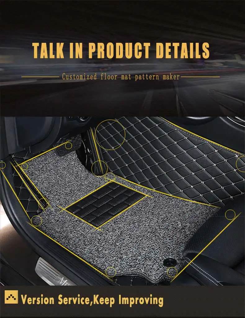 Luxury Double Layer Wire Loop Car Floor Mats For Ford Kuga Escape