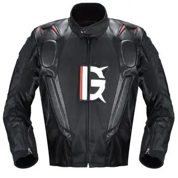 

GHOST RACING Motorcycle Jacket Men Motocross Racing Riding Jacket PU Leather Motorbike Moto Jacket 7pcs Protector Body Armor