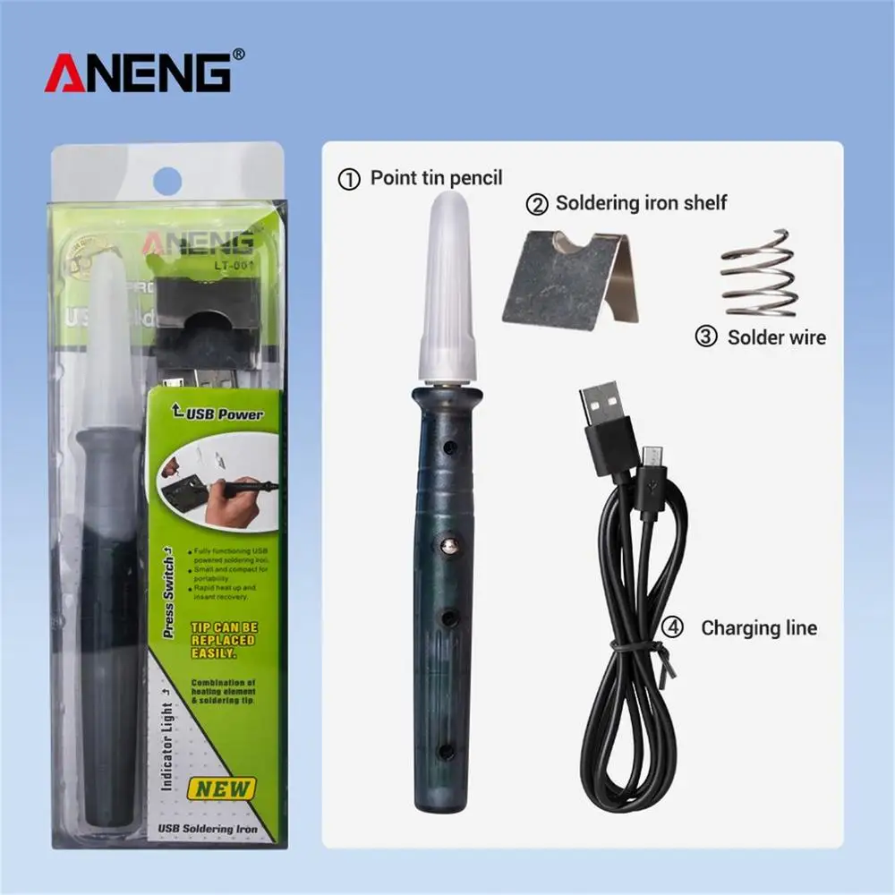 ANENG LT002 5 в 8 Вт Мини Портативный USB Электрический паяльник ручка/наконечник сенсорный переключатель Регулируемый паяльник инструменты