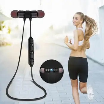 

M9 Metal Headphones With Mic For phones 4.1 Bluetooth Earphone Sports Neckband Magnetic Wireless Headset Stereo Earbuds