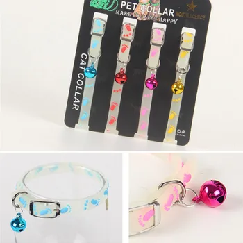 

4 Pcs Night Safety Dog Cat Collar with Bell Lighting Bell Dog Collar Rubber Pet Collar Light Glowing Luminous Neck Strap