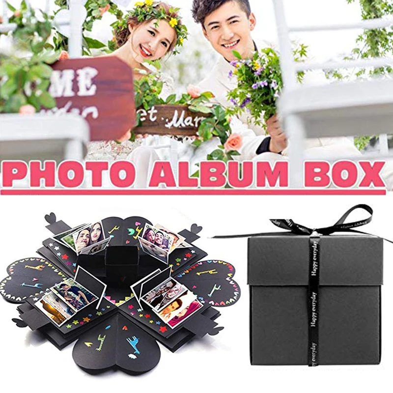 

Fashion DIY Photo Surprise Unique Design Birthday Party Black Paper Explosion Gift Box Creative Surprise Box