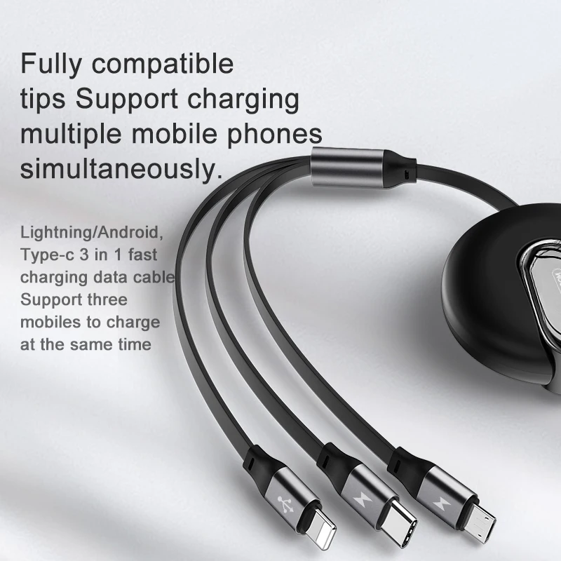 Joyroom 3 в 1 usb type C Micro USB кабель type-c USB C выдвижной портативный зарядный кабель для быстрой зарядки мобильного телефона