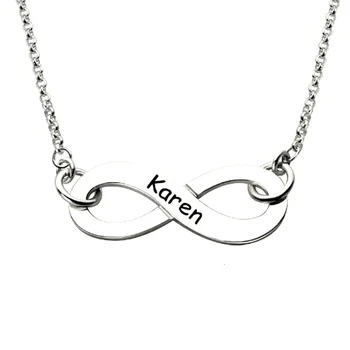 

JrSr Custom Infinity Pendant Necklaces engraved name clavicle necklace personalized 925 sterling silver jewelry for mother Gifts