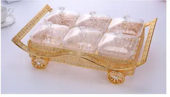 

European luxury candy plate acrylic 6-point box with lid Modern living room High-end luxury snack tray model fruit box