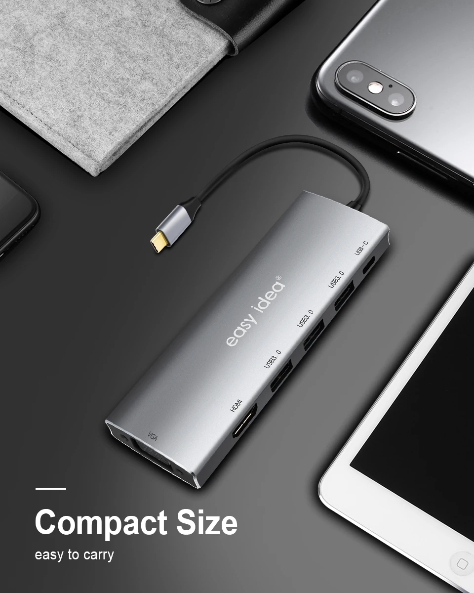 USB C концентратор Тип C адаптер разветвитель Мульти USB 3,0 HDMI VGA порт несколько USB-C Hab расширитель для Macbook Pro компьютерные аксессуары