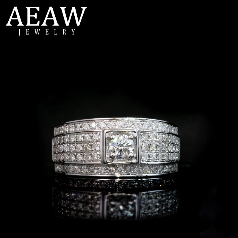 AEAW роскошное кольцо с муассанитом 18 К белое золото 0.2ct 0.85ctw круглая огранка для
