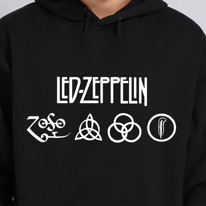 Led Zeppelin Толстовка черная с длинным рукавом бархатная теплая мягкая толстовка руны все 4 дизайн тяжелый металл рок группа с капюшоном - Цвет: Black 1