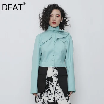 

DEAT 2020 NEW spring high street women clothes turn-down collar single breasted vintage high waist short jacket WK57906L