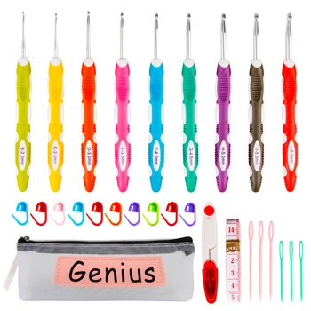 

28pcs/Set Crochet Hooks Set with Extreme Long Soft Grip Handles DIY Hand Knitting Needles Sewing Art Tools For Knitting
