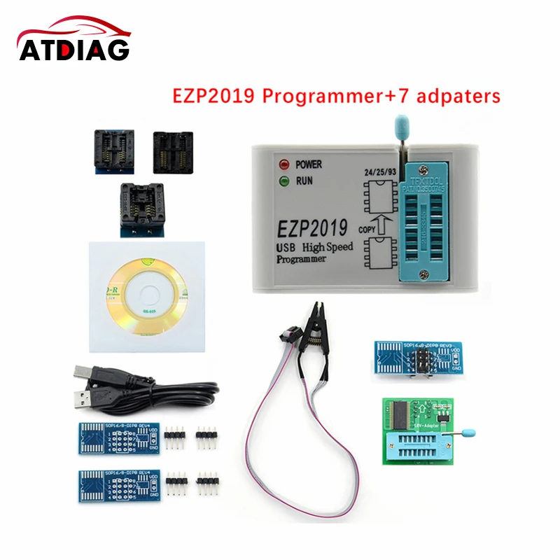EZP2019+ USB SPI-programmeur – Voor 24/25/93 EEPROM, Flash En BIOS, Met Sop8 Clip En Adapters