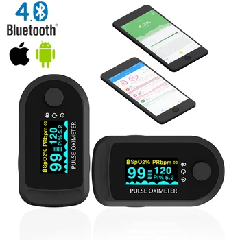 

Bluetooth fingertip oximeter Android & iOS Spo2 PR PI monitor Continuous data recording finger clip pulse oximeter OLED display