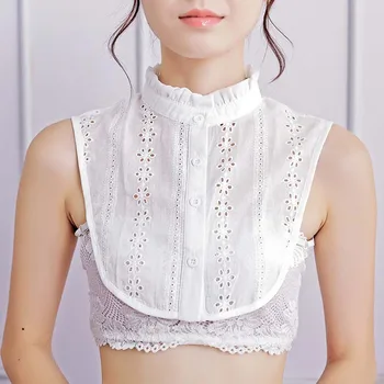 

Women's Fake Collar Simple Wild Decorative Collar White Fungus Hollow Six-leaf Flower Stand Collar Fake Ties For Women