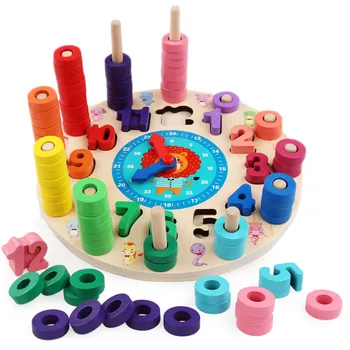 

Wooden Rainbow Digital Clock Building Blocks Multifunction Math Cognition Montessori Early Education Toys For Children Kids Baby
