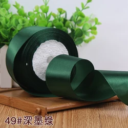 Elegant Silk Satin Ribbons for Gift Wrapping and Event Decoration - White (25 Yards) (Dark green)
